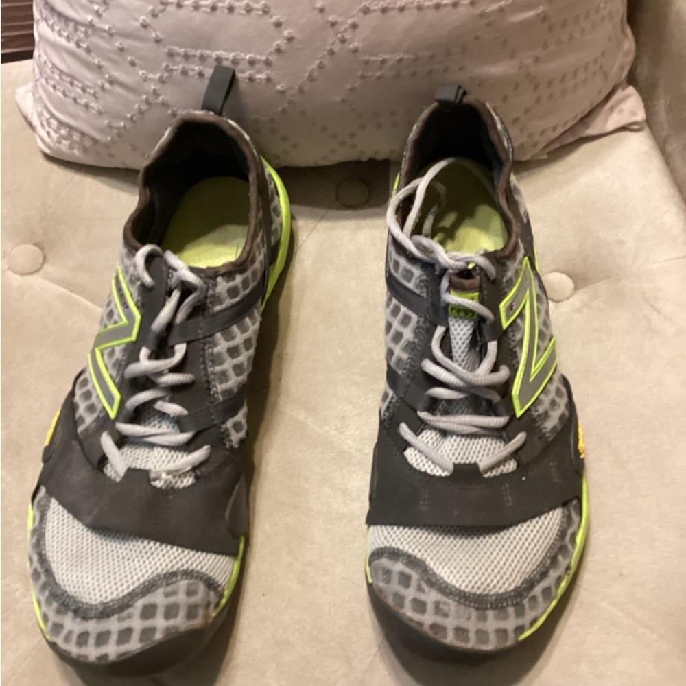 Gray and Neon Green Athletic Shoes